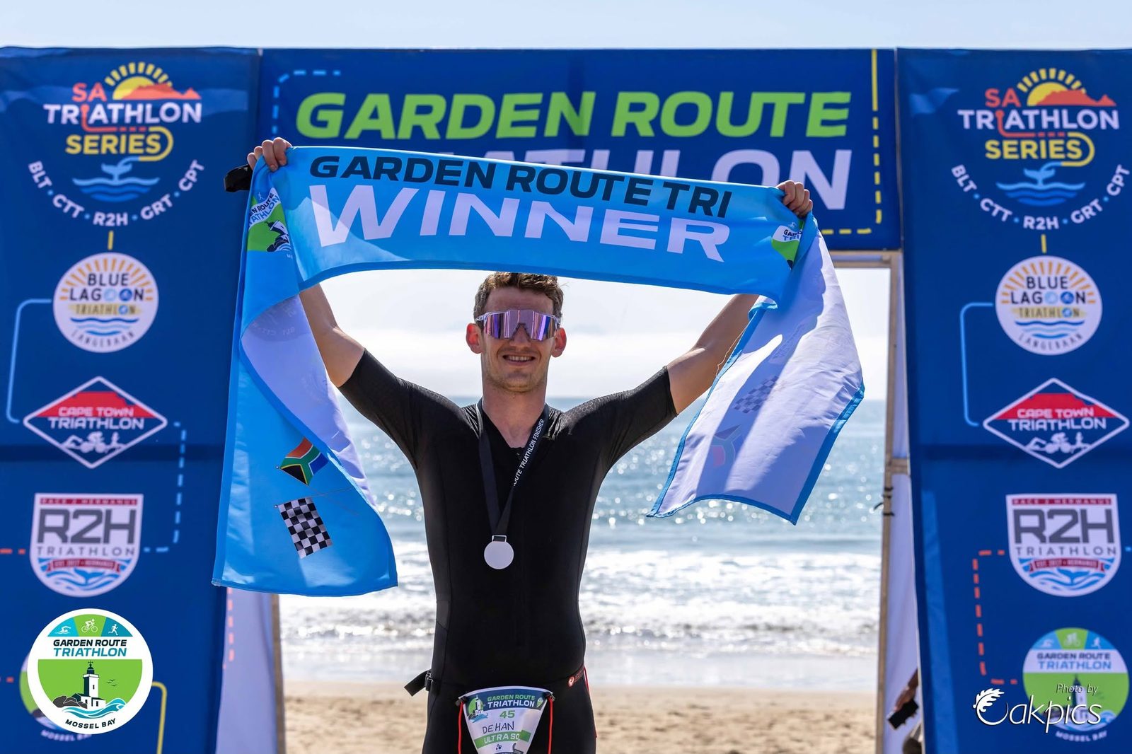 Garden Route Tri winner at the finish
